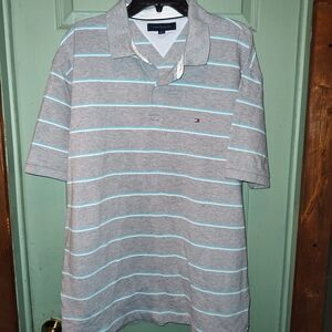 Tommy Hilfiger Gray Striped Polo Shirt for Men